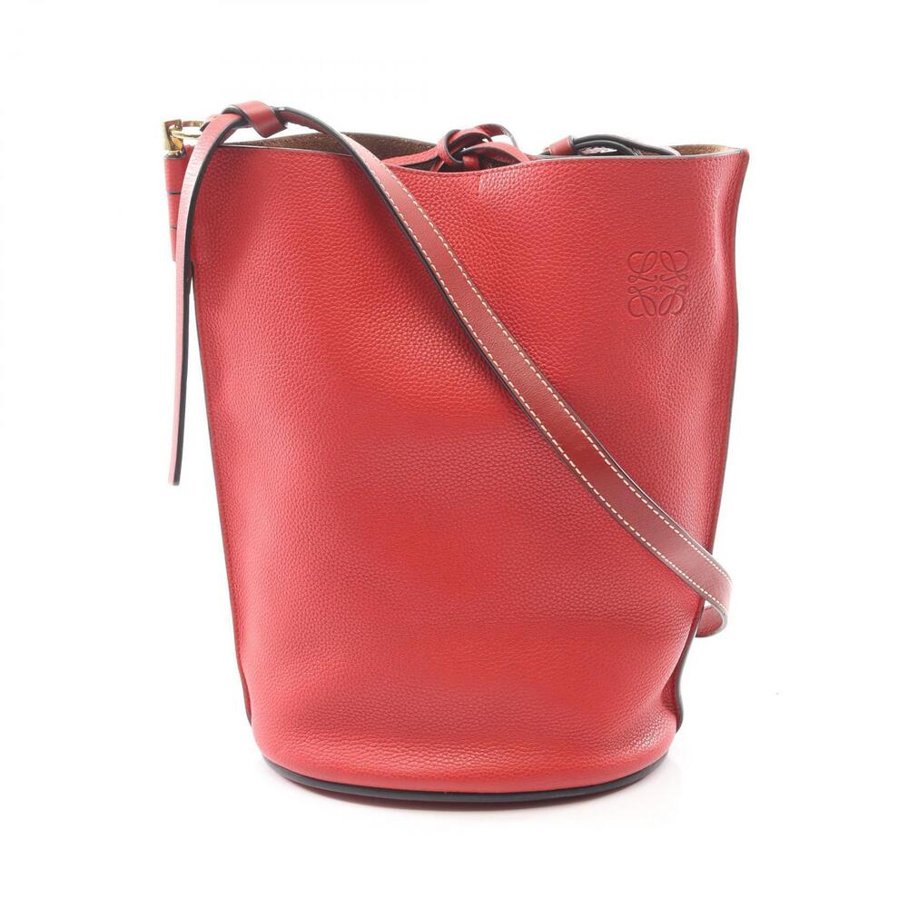 Loewe Gate Anagram Bucket Shoulder Bag Leather Red